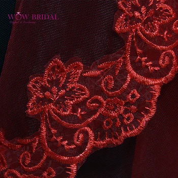 Wowbridal Elegantné Červené Bridesmaid, Svadobný Závoj 2021 Výšivky Appliqued Organza Svadobné Doplnky