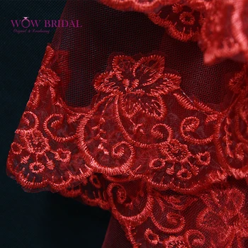 Wowbridal Elegantné Červené Bridesmaid, Svadobný Závoj 2021 Výšivky Appliqued Organza Svadobné Doplnky