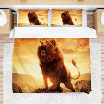 Fanaijia 3D lev posteľná bielizeň Nastaviť queen size zvierat Perinu Set s obliečka na vankúš posteľ nastaviť king size cumlík nastaviť
