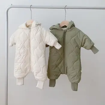 Dieťa Deti Hrubé Zips s Kapucňou Kombinézach Oblečenie 0-24M Zimné Baby Chlapci A Dievčatá Teplé Prešívané Roztomilý Medveď Dlhý Rukáv Remienky