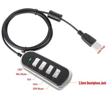 VoiceJoy 3,5 mm Smartphone headset s mikrofónom USB konektor adaptér kábel pre počítače, notebook,USB na 3,5 mm slúchadlá adaptér