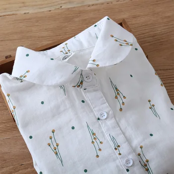 Japonský tlač peter pan golier malé čerstvé dvojvrstvové priadza spodnej pohodlné tričko