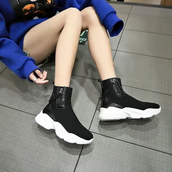 Tleni, Ponožky a topánky na vysokej pomôcť športové topánky ženy 2019 jar a na jeseň nový hip hop bežecká obuv ženy vychádzkové topánky ZW-150