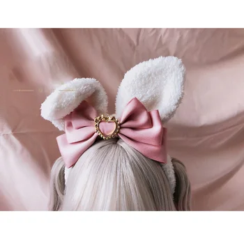 Multicolor Japonský Kawaii Vintage Plyšové Králičie Uši KC pokrývku hlavy Luk hlavový most Cosplay Vlasy Kapely Lolita Ručné Vlasy Príslušenstvo
