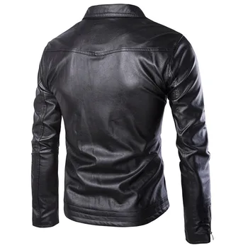 Nový motocykel PU kožené mužskej osobnosti zips, kožené bundy,móda mladých cyklistika bunda veľkosť jednofarebné sako muž