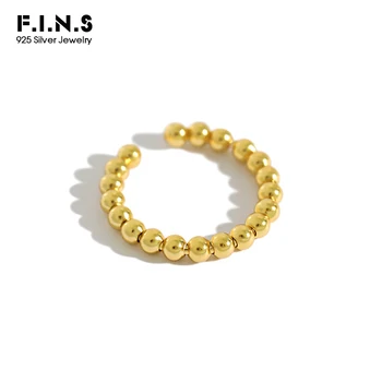 F. I. N. S Jednoduchým Klasického Zlata Korálkové Otvoriť Prstene Pre Ženy Osobnosti Dámy 925 Sterling Silver Krúžky Stohovateľné Módne Šperky
