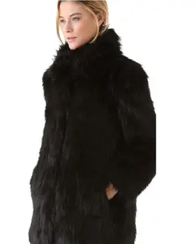 2018 Zimné žien kabát faux líška srsť srsť stojan golier dlhý rukáv teplá bunda imitácia kožušiny kabát módne slim vrchné oblečenie L1504