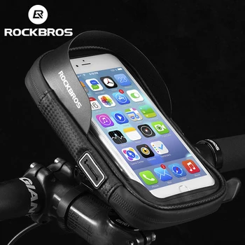 ROCKBROS Cyklistické tašky 6 Palcový Rainproof TPU Dotykový mobil Bicykli Telefón Taška Držiteľ Cyklistické Riadidlá Tašky MTB Rám Puzdro Prípade