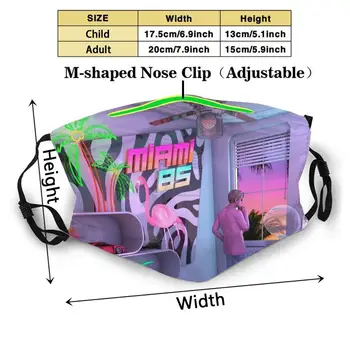 Synthwave Miami 85 Opakovane Úst Maska Umývateľný Filter Proti Prachu Pleťové Masky Synthwave Retrowave Synthpop Rad Predbehnúť Neon