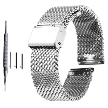 18 mm 20 mm 22 mm 24 mm Univerzálny Milanese Watchband Rýchle Uvoľnenie Sledovať Kapela Oka Nehrdzavejúcej Ocele Zápästie Popruhu Pásu Náramok Čierny