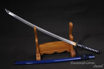 Japonský Samuraj Meč 41in Dĺžka Zložené Ocele Full Tang Katana Britva Ostré Pripravený Na Rezanie Papiera Nové Dodanie-Modrý Plášť