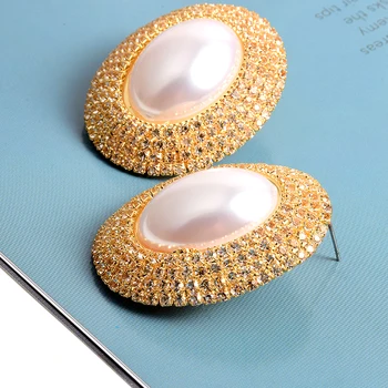 Nový Príchod Luxusný Pearl Kryštály Kolo Drop Náušnice Vysokej Kvality, Módnych Drahokamu Náušnice Šperky, Doplnky Pre Ženy