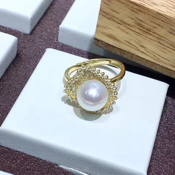 YIKALAISI 925 Sterling Silver Šperky, Perly Krúžky 2019 Jemné Prírodné Perly šperky 9-10 mm Prstene Pre Ženy, veľkoobchod