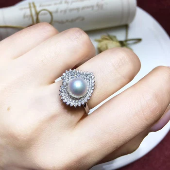 YIKALAISI 925 Sterling Silver Šperky, Perly Krúžky 2019 Jemné Prírodné Perly šperky 9-10 mm Prstene Pre Ženy, veľkoobchod