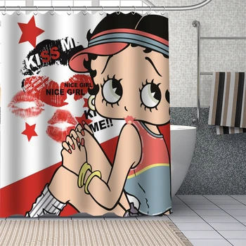 Vlastné 3D Betty Boop Tlač Sprchové Závesy DIY Kúpeľňa Záclony Umývateľný Polyester Pre Vaňou Art Decor Drop Shipping