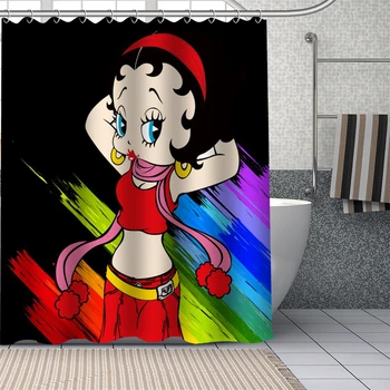Vlastné 3D Betty Boop Tlač Sprchové Závesy DIY Kúpeľňa Záclony Umývateľný Polyester Pre Vaňou Art Decor Drop Shipping
