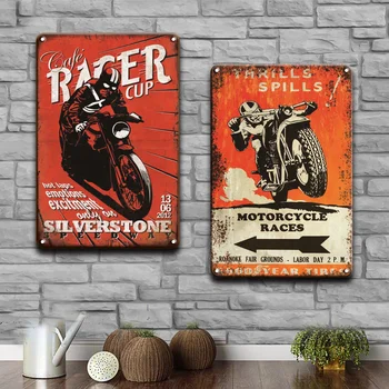 PARKOVANIE BEZ NOIY Kovové Prihlásiť Vintage BSA Motocyklové Preteky Auto Art Plagát Tin Značky Retro Parkovisko Obchod Garáž Domov Wll Dekor