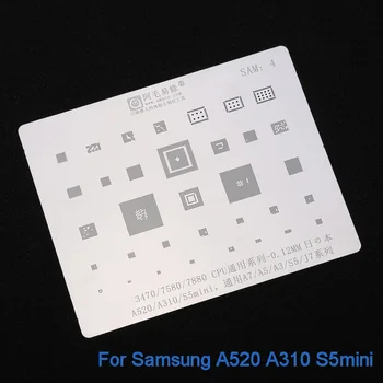 BGA Reballing Šablóny pre Samsung A7 A5 A3 S5 J7 7580 7880 CPU Spájkovanie Šablóny 0.12 mm Hrúbka