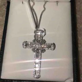 Choucong Módny Prívesok Kríž AAAAA Cz Kameň 925 Sterling silver Cross Náhrdelník Prívesok pre Ženy, Mužov Strany Svadobné šperky