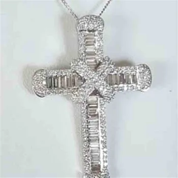 Choucong Módny Prívesok Kríž AAAAA Cz Kameň 925 Sterling silver Cross Náhrdelník Prívesok pre Ženy, Mužov Strany Svadobné šperky
