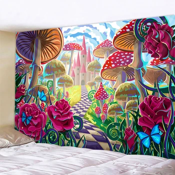 Krásna rastlina psychedelickej scény Mandala gobelín stenu handričkou Jogy Hippie pozadí handričkou cestovný matrac domáce dekorácie