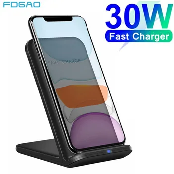 FDGAO 30W Qi Bezdrôtová Nabíjačka pre Samsung S9 S10 S20 Rýchle Nabíjanie Dock Stojan Pre iPhone 12 11 Pro XS XR X 8 Telefónu Rýchlu Nabíjačku