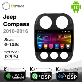 6 G+128G Ownice 8 Core Android 10.0 autorádia GPS prehrávač Pre Jeep Compass 1 MK 2009 - DVD 4G LTE Optické DSP BT 5.0 SPDIF