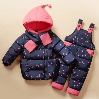2020 Nové dieťa v zime dole oblečenie nastaviť bunda pre chlapcov, dievčatá, detské oblečenie farby s kapucňou deti nadol+nohavice Nepremokavé Snowsuit
