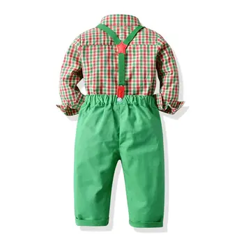 LZH 2021 Jeseň Deti Oblečenie motýlik+Kockované Košele+Nohavice Baby Chlapci Oblečenie Nastaviť Batoľa Detský Vianočný Formálny Banket Oblek