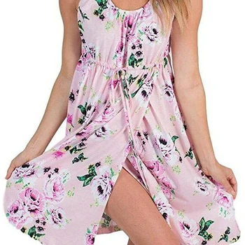2019 Tehotná Žena Nightgowns Dlho NightdressLingerie Sleepshirt Sleepwear Bez Rukávov Šaty Flower Príležitostné Letné Oblečenie