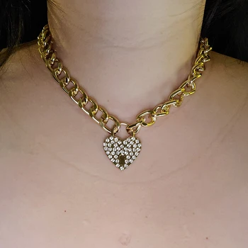 Zlato Kubánskej Reťazí Prívesok Broskyňa Srdce Drahokamu Náhrdelník pre Ženy Choker Clavicle Reťaze Kúzlo Luxusné Šperky Veľkoobchod