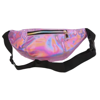 Holografické Ženy Strieborné Laser Taška Bum Cestovné Lesklý Pás Tašky, Módne Dievčatá Ružové Kožené Hologram Hip Bag