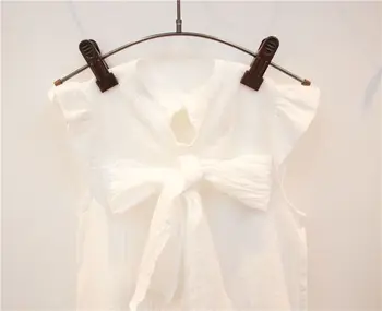Baby Dievčatá 2018 Lete 2-8 Rokov Oblečenie Biele Luk T-shirt Bavlnená posteľná Bielizeň Ružovej Farby Šortky, Nohavice Deti Oblečenie Set sa Deti Oblek