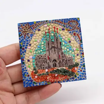 Magnety na chladničku Barcelona mozaiky Burj khalifa v dubaji zlaté Myanmar Praha, san diego, San Maríno Thai Morská víla domáce dekorácie, darčeky