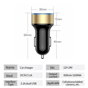 3.1 Mini USB Auta Nabíjanie Dual USB Telefón Nabíjačku Adaptér Pre Kia Rio K3 Ceed Sportage 3 sorento cerato opierkou duše optima