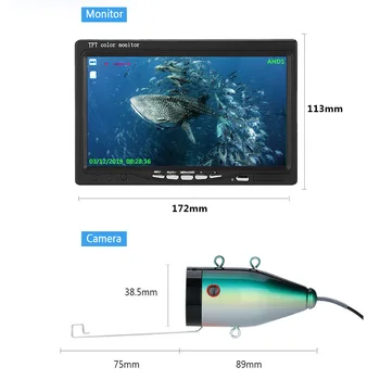 7inch Farebný LCD Ryby Finder Podmorský Rybolov Fotoaparát 15pcs Biele Led diódy+15pcs Infračervené Lampy AHD1080P 15M Fotoaparát na Rybolov Na Ľade