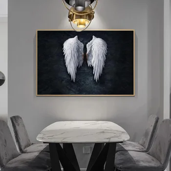 Čierna A Biela Lucifer Zranených Krvi Anjel Krídla Obrázok Anime Plagáty A Tlačí Na Steny Umenie Maľba Na Plátno Izba Decorarion