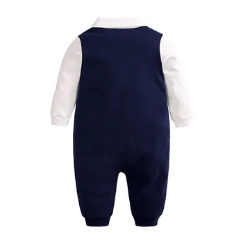 2020 Novorodenca Chlapec Oblečenie Gentleman Oblek, Smoking Romper Jumpsuit Trakmi, Dojčenské Oblečenie s motýlikom Krst Kostým