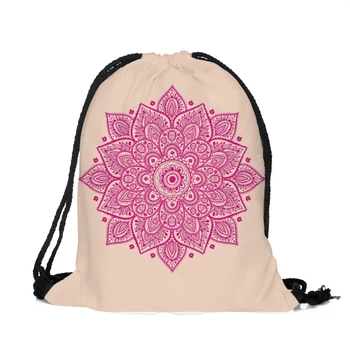 Móda Šnúrkou taška Unisex Batohy Mandala 3D Tlač Školské tašky Šnúrkou Batoh Mochila Feminina Masculina