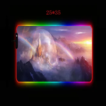 Mairuige Fantasy Rainbow Hrad Herný Počítač Mousepad RGB Podsvietenie Mause Pad Veľké Mousepad XXL pre Stolná LED Klávesnice, Myši Mat