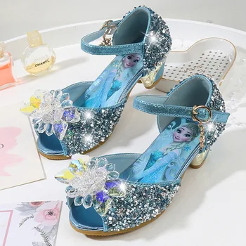 Disney detské vysoké podpätky sandále lete nové dievčatá princezná ležérne topánky detské kreslené Elsa mrazené crystal topánky EÚ 24-36