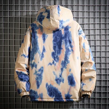 2020 Nové Zimné Vatovaný Kabát Teplé Hip Hop Bunda Parka Muži Windbreaker Streetwear Retro Vzor Farebný Blok Harajuku 5XL