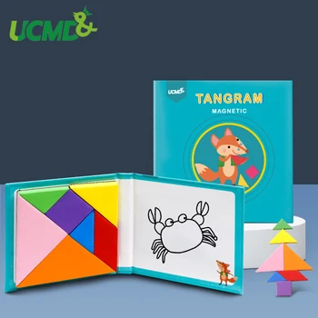 Magnetické 3D Puzzle Skladačky Tangram Hra Montessori Skoré Vzdelávanie Vzdelávacie rysovaciu Dosku Geometrie Kognitívne Hračka Darček Pre Deti