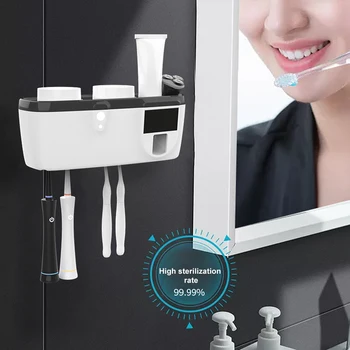 Zubná kefka Držiak na zubné Kefky, UV Sterilizátor Kefka Držiteľ Multifunkčné Kúpeľňa Stenu zubná pasta Automaty