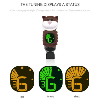 Roztomilý Kreslený Mačka Clip-On Tuner LCD Displej Prenosný Mini Clip-on Digitálny Tuner pre Gitaru Chromatické Basy Drumbľa Husle