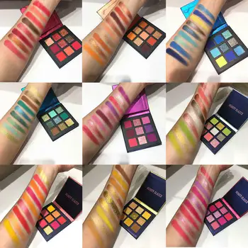 9 farebné očné tiene make-up paletu make-up štetec svetlé farby farbu svetla dlhodobé ľahké make-up pigment očné tiene palety