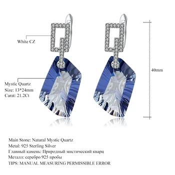 GEM BALET 42.40 Ct Prírodné Iolite Modrá Mystic Quartz Drahokam Drop Náušnice 925 Sterling Silver Jemné Šperky pre Ženy