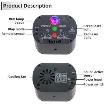 60 vzory Mini USB Nabíjanie DJ, Disco Svetlo Strobe Party Stage svetelný Efekt Ovládanie Hlasom Laserový Projektor Lampa pre Tanečný Parket