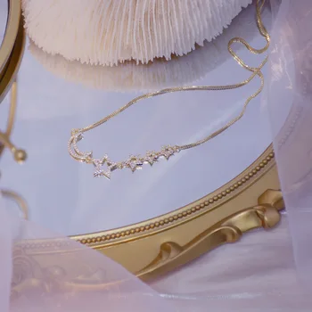 Lesklé Strane Nové Príslušenstvo Crystal Mesiac Prívesok&náhrdelníky pre Ženy Jednoduchý Štýl Darček Zirconia Star Reťazca Náhrdelníky