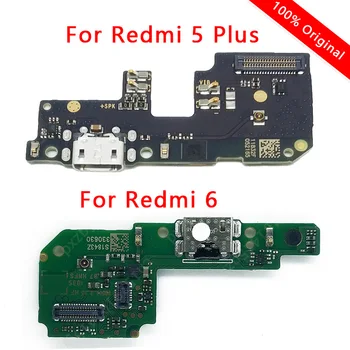 Originálne Nabíjací Port Pre Xiao Redmi 6 5 Plus USB Nabíjanie Doske PCB Dock Konektor Flex Kábel Nahradenie Opravy Náhradných Dielov